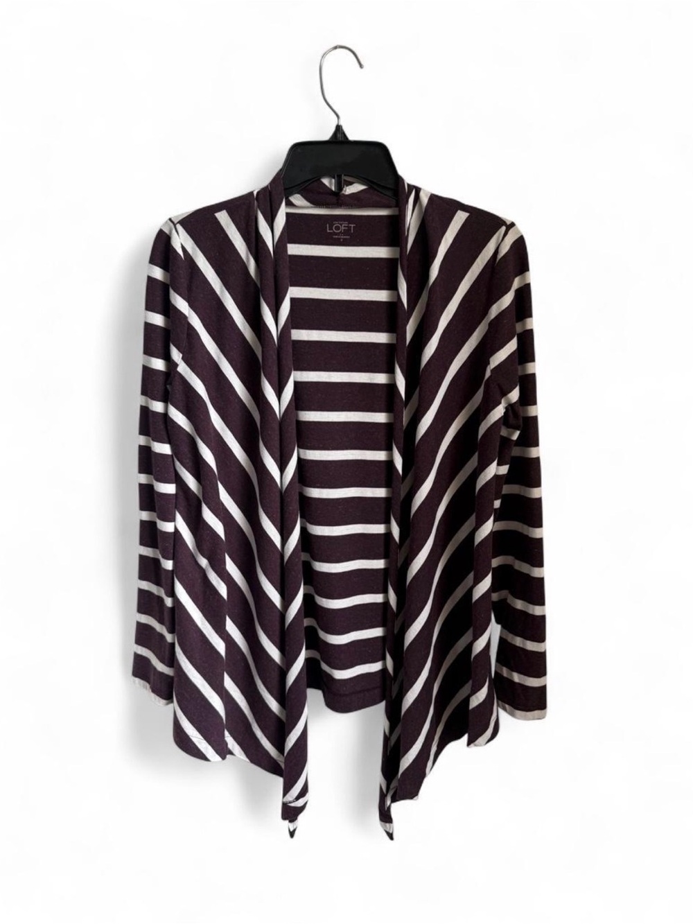 Fall LOFT Women's Striped Cardigan Sweater - Purple/White